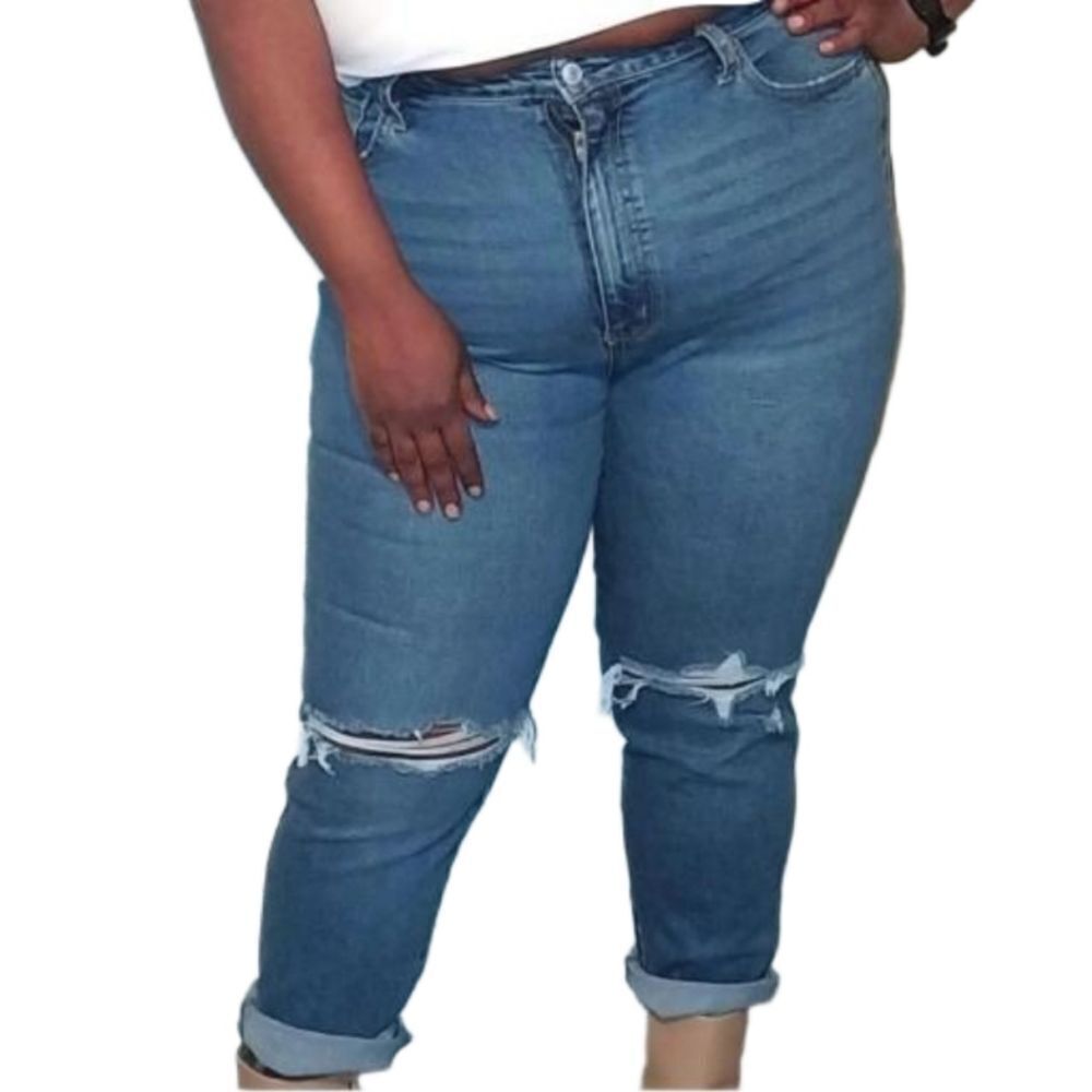 Women's Arizona Highest Rise Curvy Mom Factory Distressed Jean sz 19